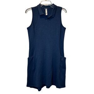 Adidas Womens Golf Dress Sleeveless Medium Navy Blue Tennis Pickleball Preppy‎